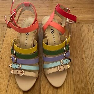 Katy Perry rainbow heart sandals